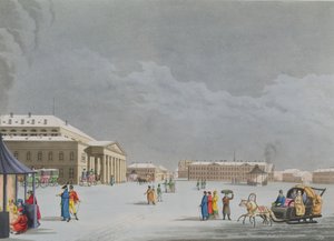 Udsigt over pladsen og Grand Theatre i St. Petersburg, illustration til marts fra 